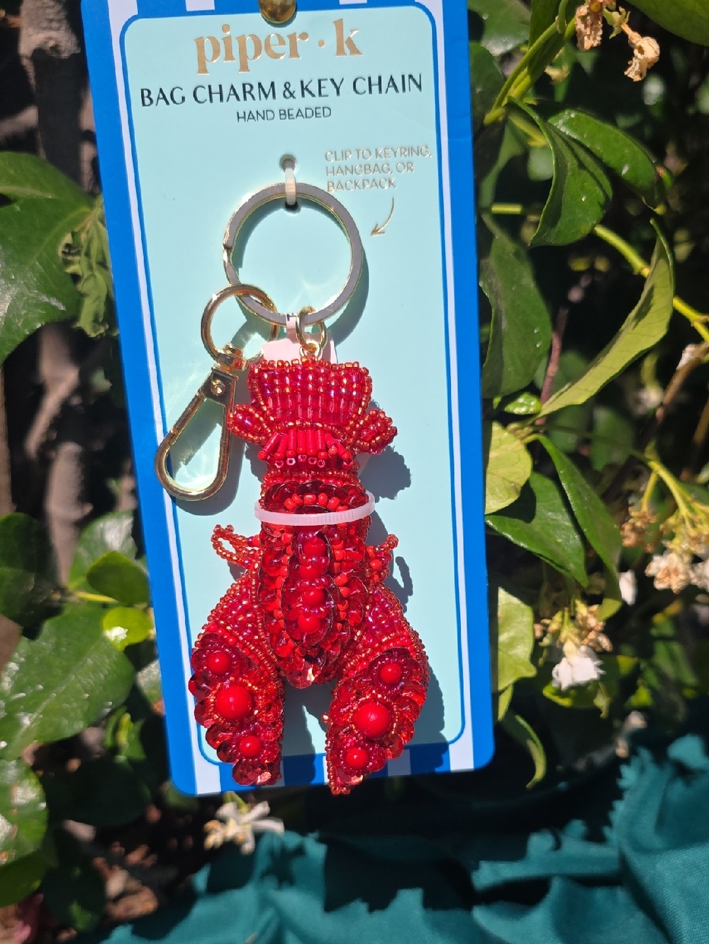 piper•k Red Beaded Lobster Charm Key Chain